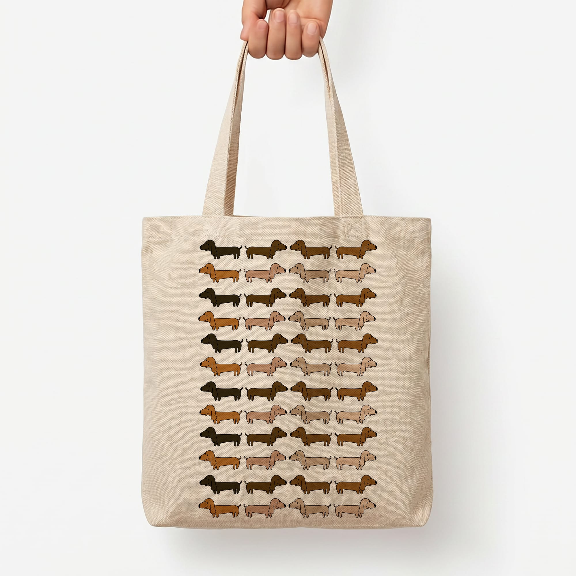 Collage - Dachshunds Tote Bag — Natural / Large