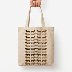 Collage - Dachshunds Tote Bag — Natural / Large