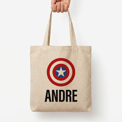 Captain America - Personalised Superhero Comic Tote Bag — Natural / Large