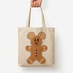 Cartoon Mouse Gingerbread Tote Bag — Natural / Large