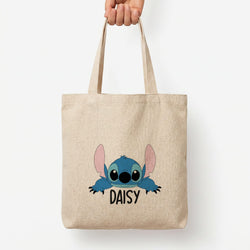 Blue Alien - Personalised Disney Tote Bag — Natural / Large