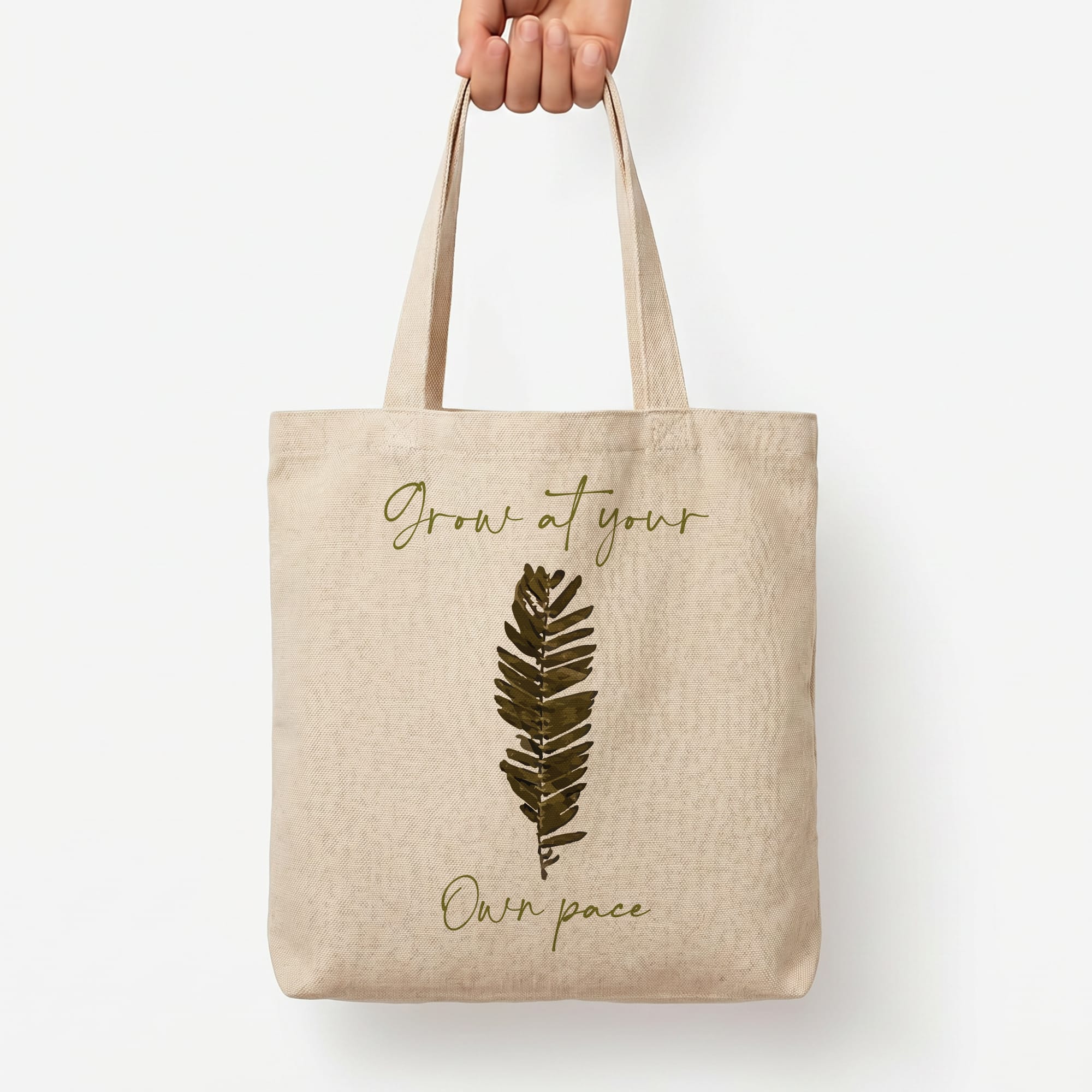 Grow At Your Own Pace Fern Tote Bag — Natural / Large