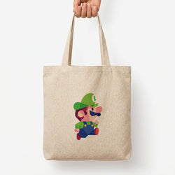 Running Luigi - Mario Tote Bag — Natural / Large