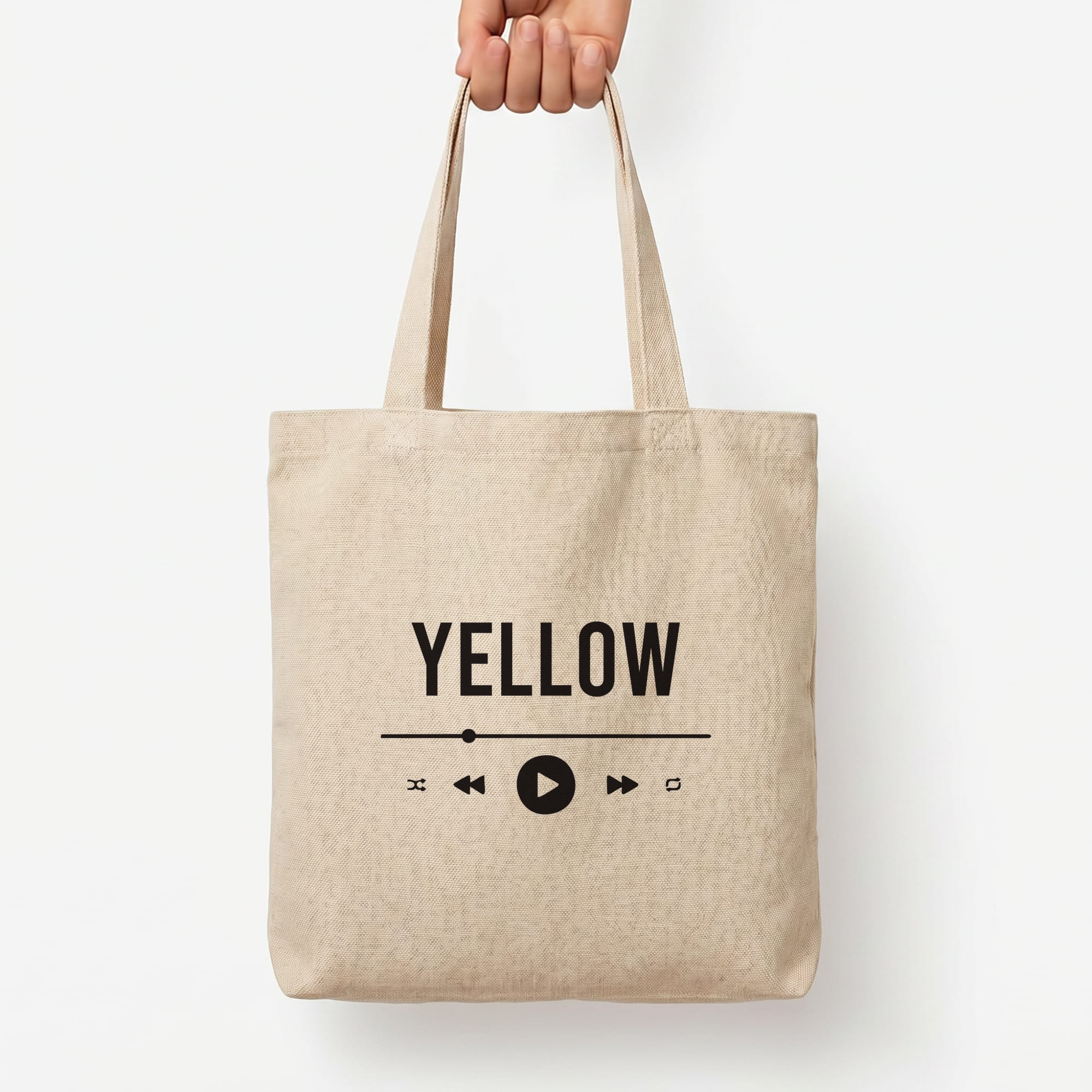 Yellow Music Player Tote Bag — Natural / Large