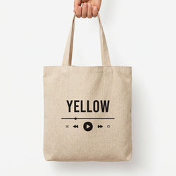 Yellow Music Player Tote Bag — Natural / Large