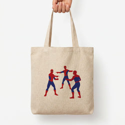 Spider Hero Pointing Meme Tote Bag — Natural / Large