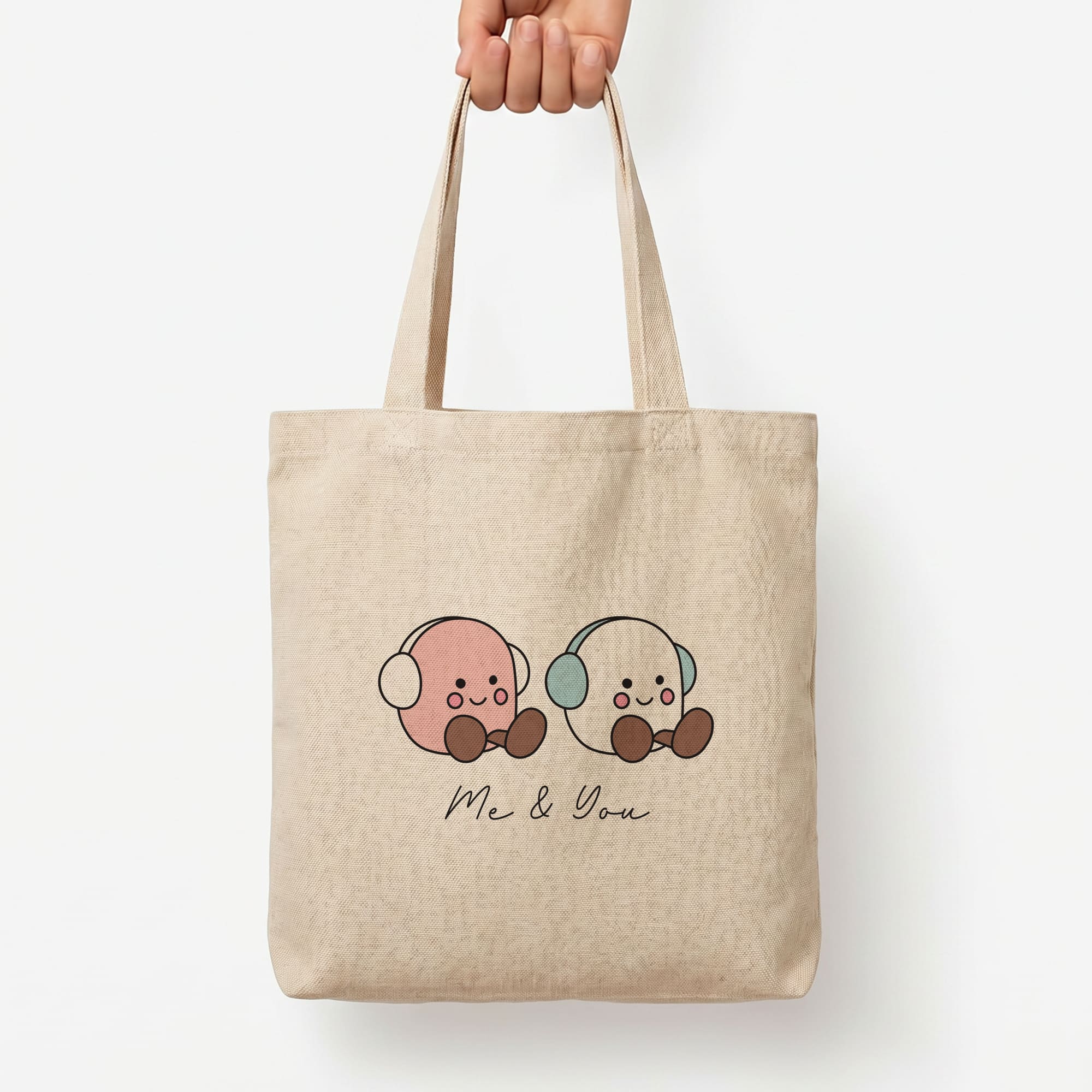 Cute Christmas Marshmellow Plushies Tote Bag — Natural / Large