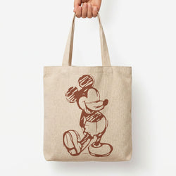 Sketched Mouse Outline Beige  Tote Bag — Natural / Large