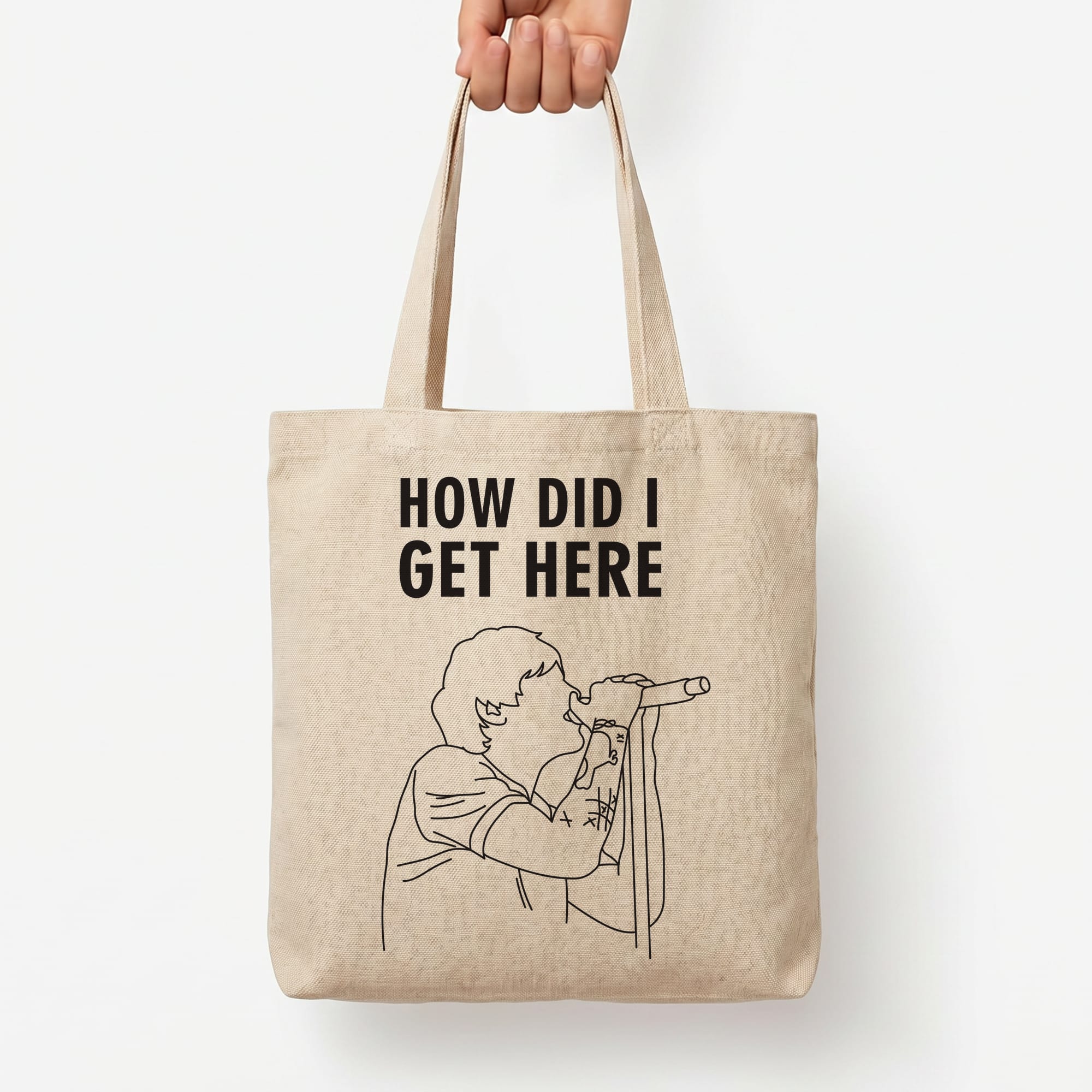 How Did I Get Here Outline Tote Bag — Natural / Large