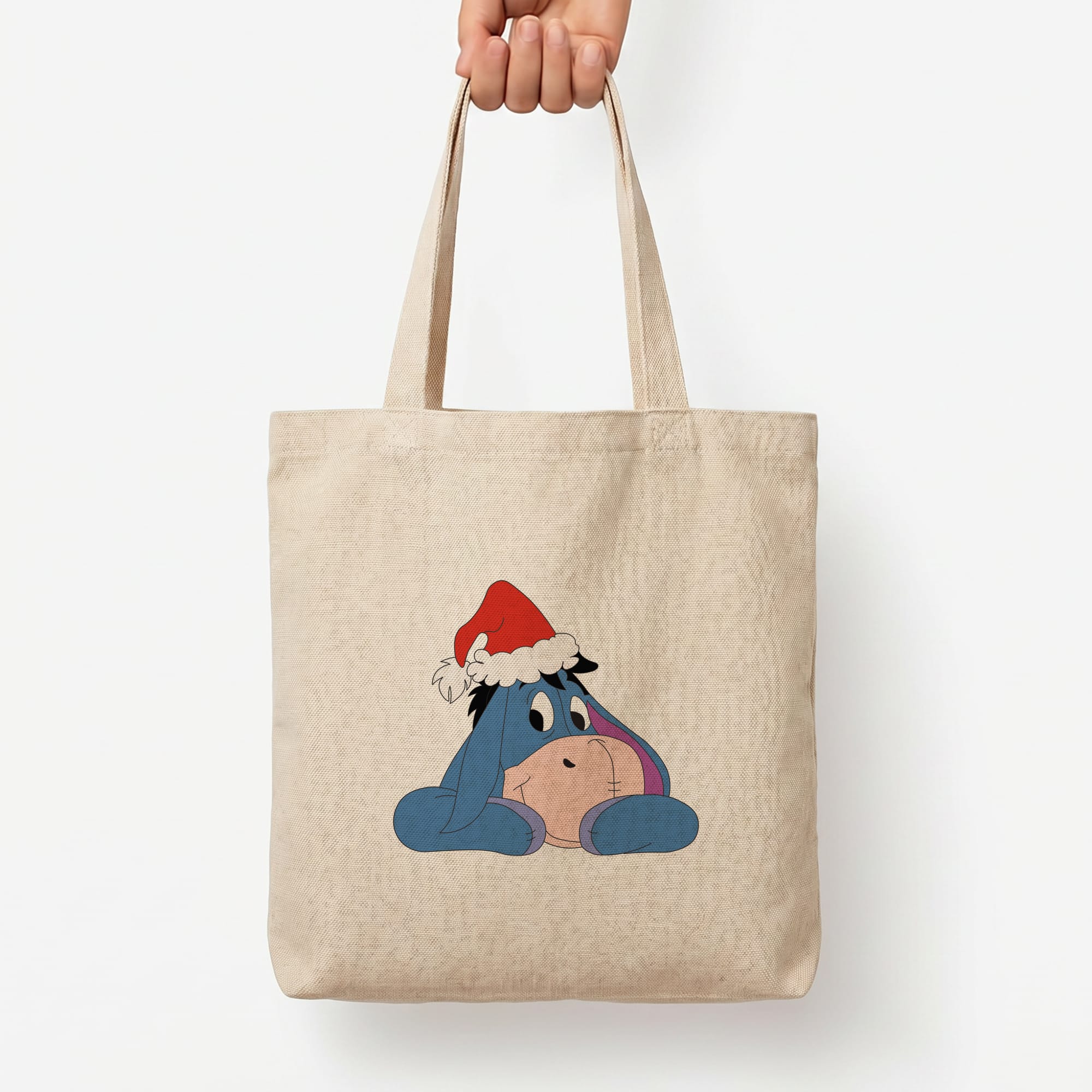 Donkey Pattern Christmas Tote Bag — Natural / Large