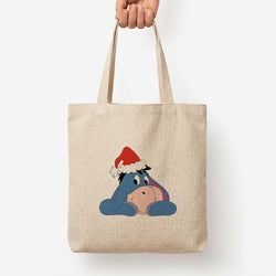 Donkey Pattern Christmas Tote Bag — Natural / Large