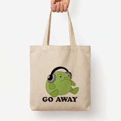 Go Away Grumpy Frog  Tote Bag — Natural / Large