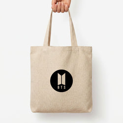 BTS logo Black - K Pop Tote Bag — Natural / Large