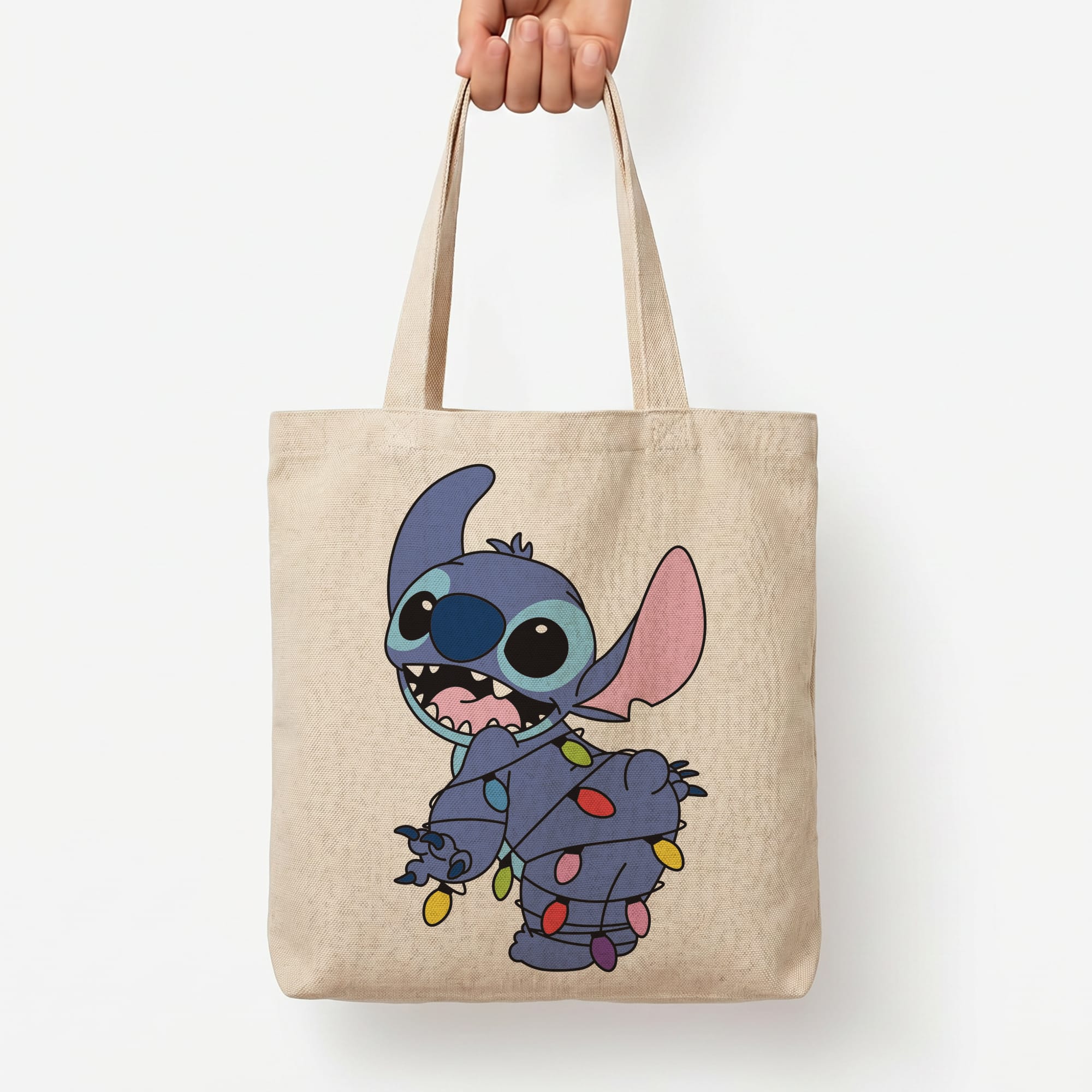 Cute Blue Alien Fairylights Tote Bag — Natural / Large