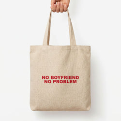 No Boyfriend No Problem Tote Bag — Natural / Large