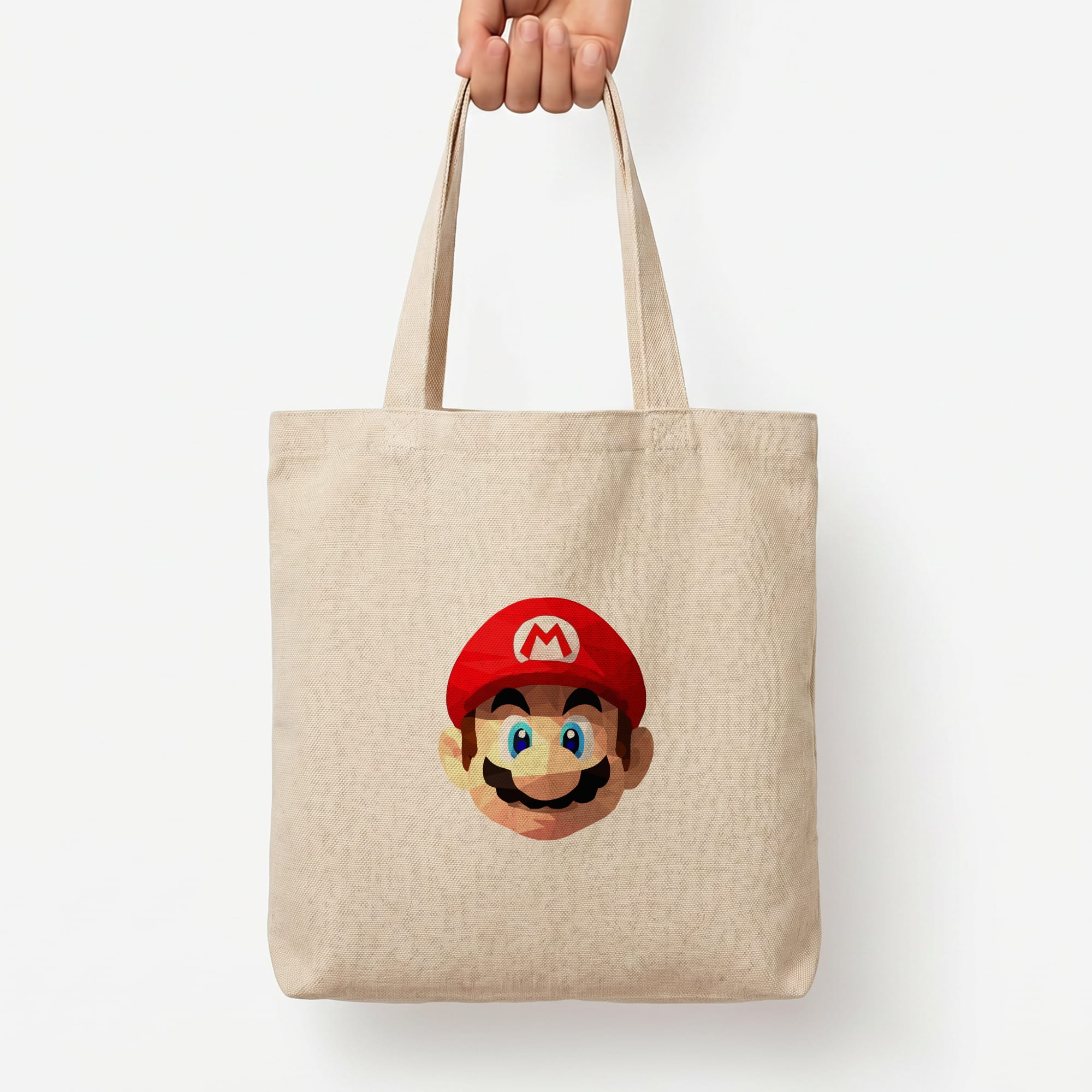 Mario Face - Mario Tote Bag — Natural / Large