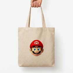 Mario Face - Mario Tote Bag — Natural / Large