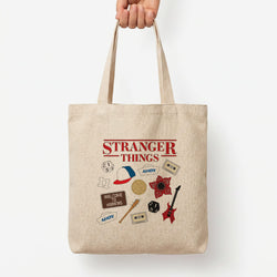 Stranger Things Cartoon Icons Tote Bag — Natural / Large