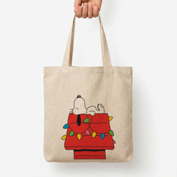 Cartoon Beagle Fairylights Tote Bag — Natural / Large