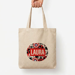 Collage - Personalised Superhero Comic Tote Bag — Natural / Large