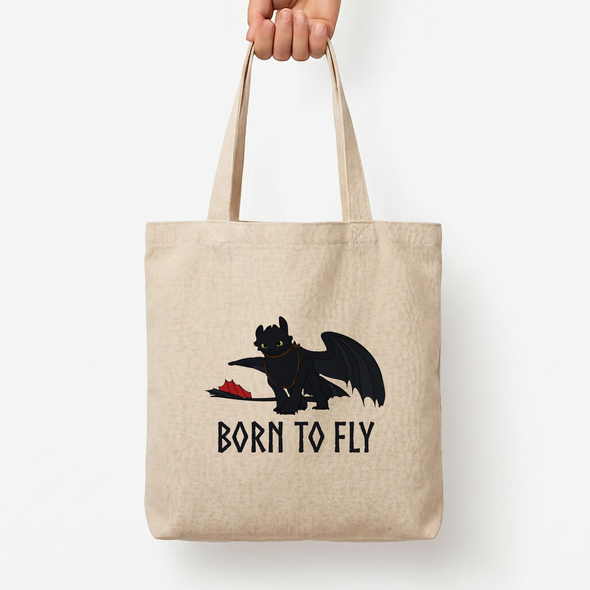 Dragon Born To Fly Tote Bag — Natural / Large