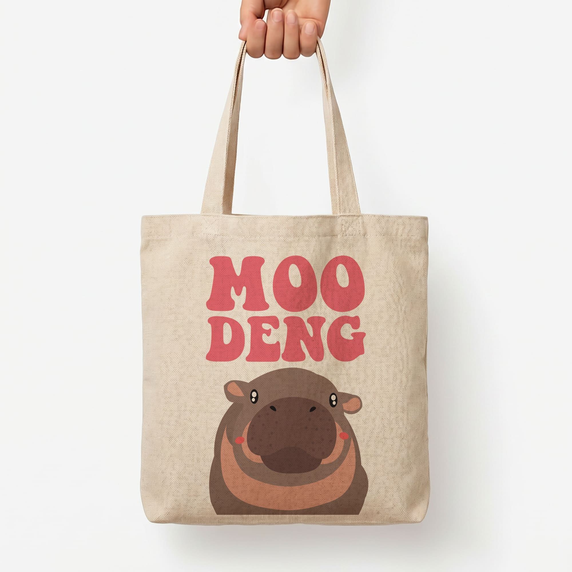 Moo Pink Tote Bag — Natural / Large