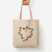 Cartoon Mouse Christmas Fairylights Heart Tote Bag 3