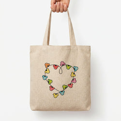 Cartoon Mouse Christmas Fairylights Heart Tote Bag — Natural / Large