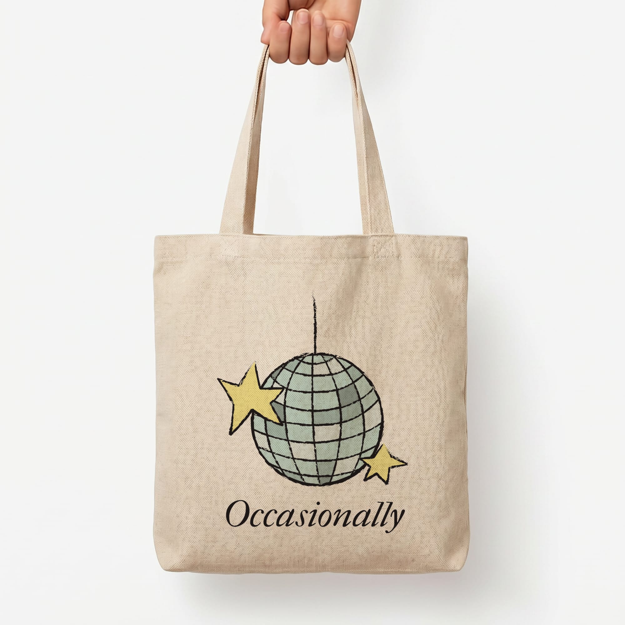 Ocasionally Discoball Tote Bag — Natural / Large