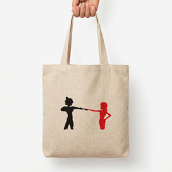 Red And Black Tote Bag — Natural / Large