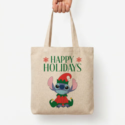 Cute Blue Alien Elf Tote Bag — Natural / Large