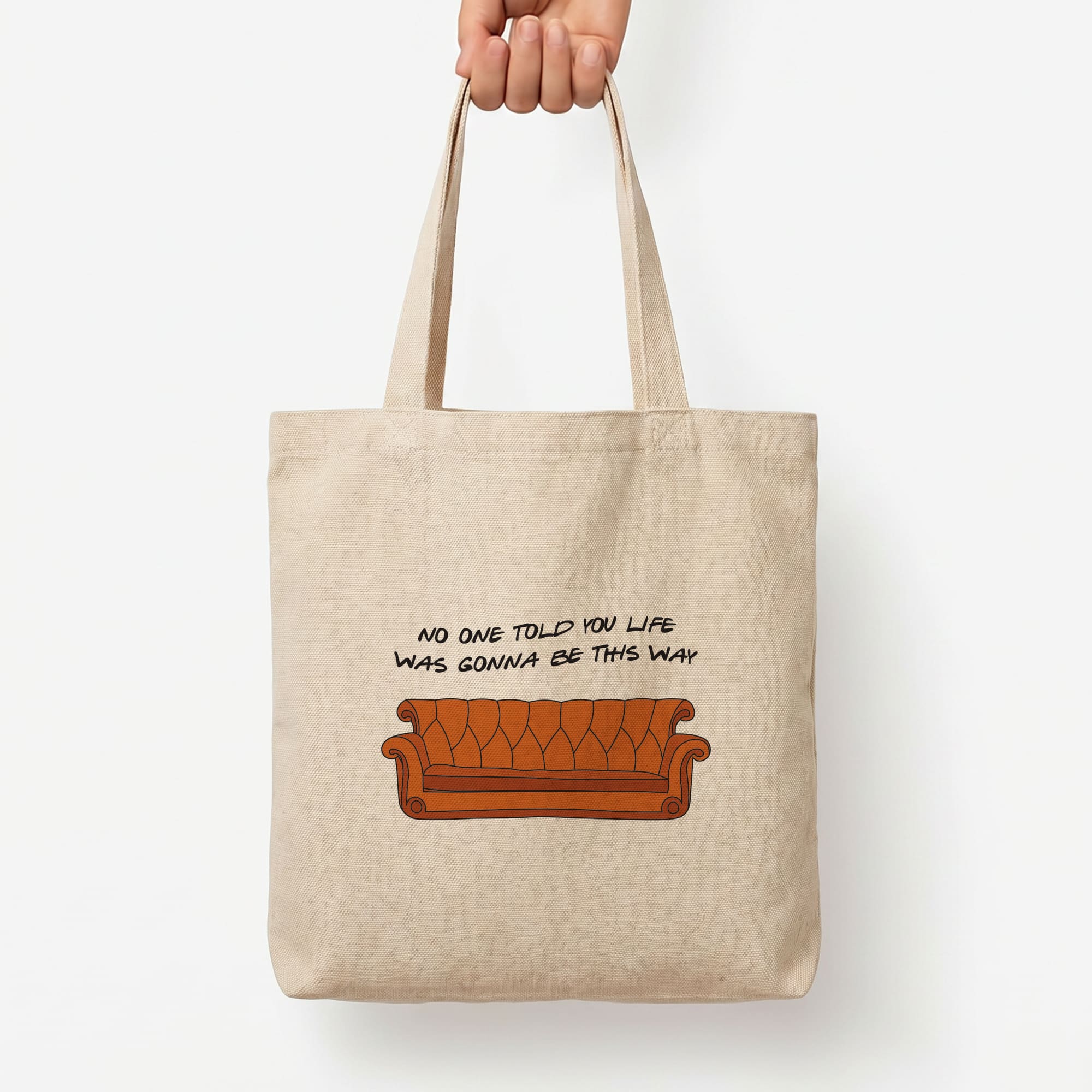 No One Told You Pattern Tote Bag — Natural / Large