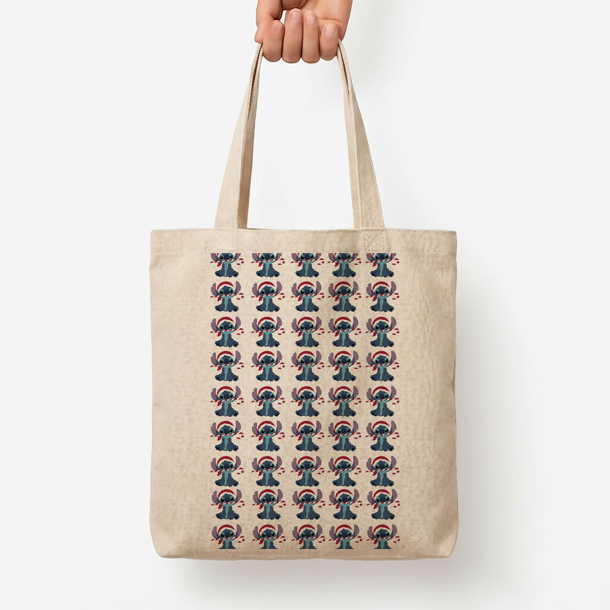 Stitch - Christmas Patterns Tote Bag — Natural / Large