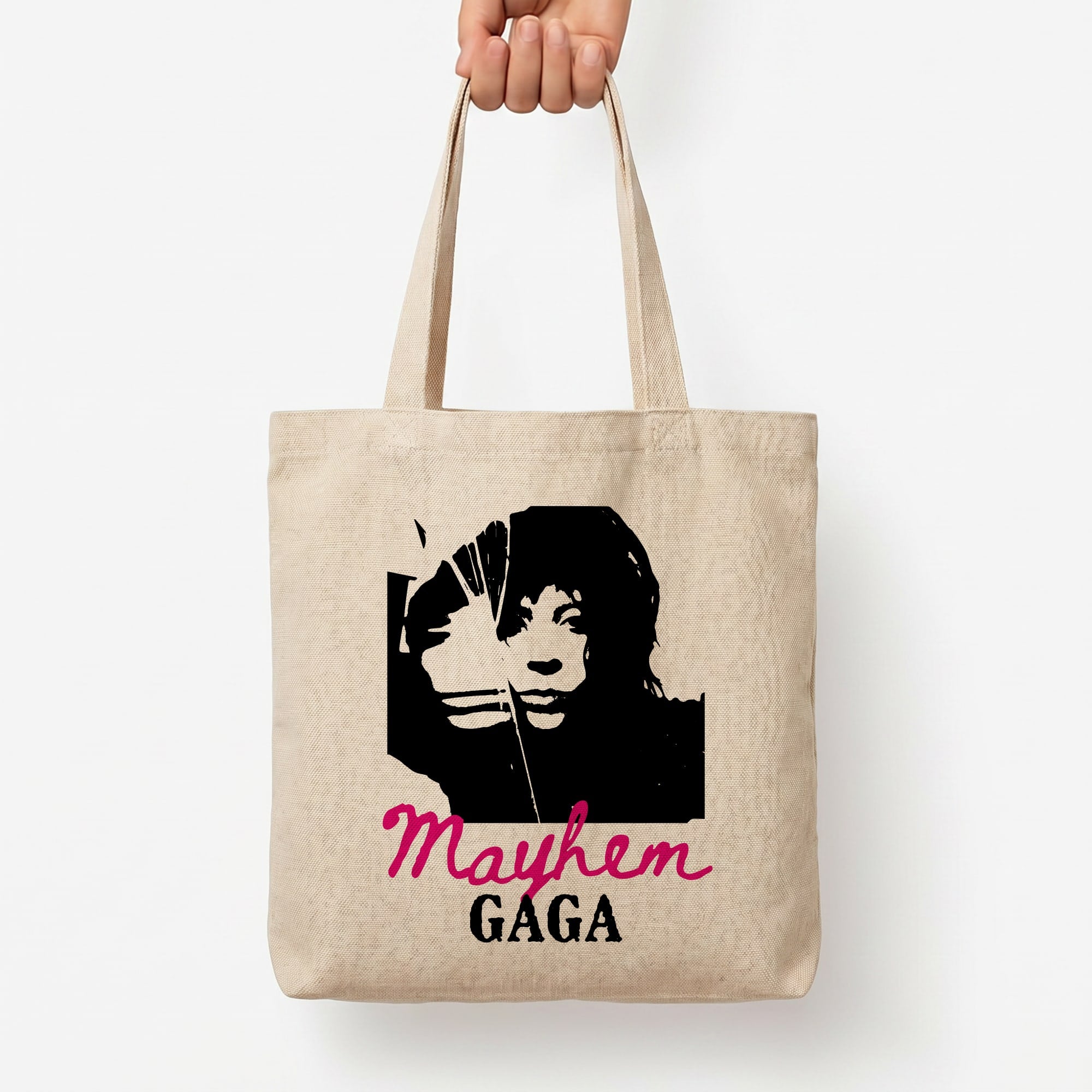 Pink Mayhem Gaga Tote Bag — Natural / Large