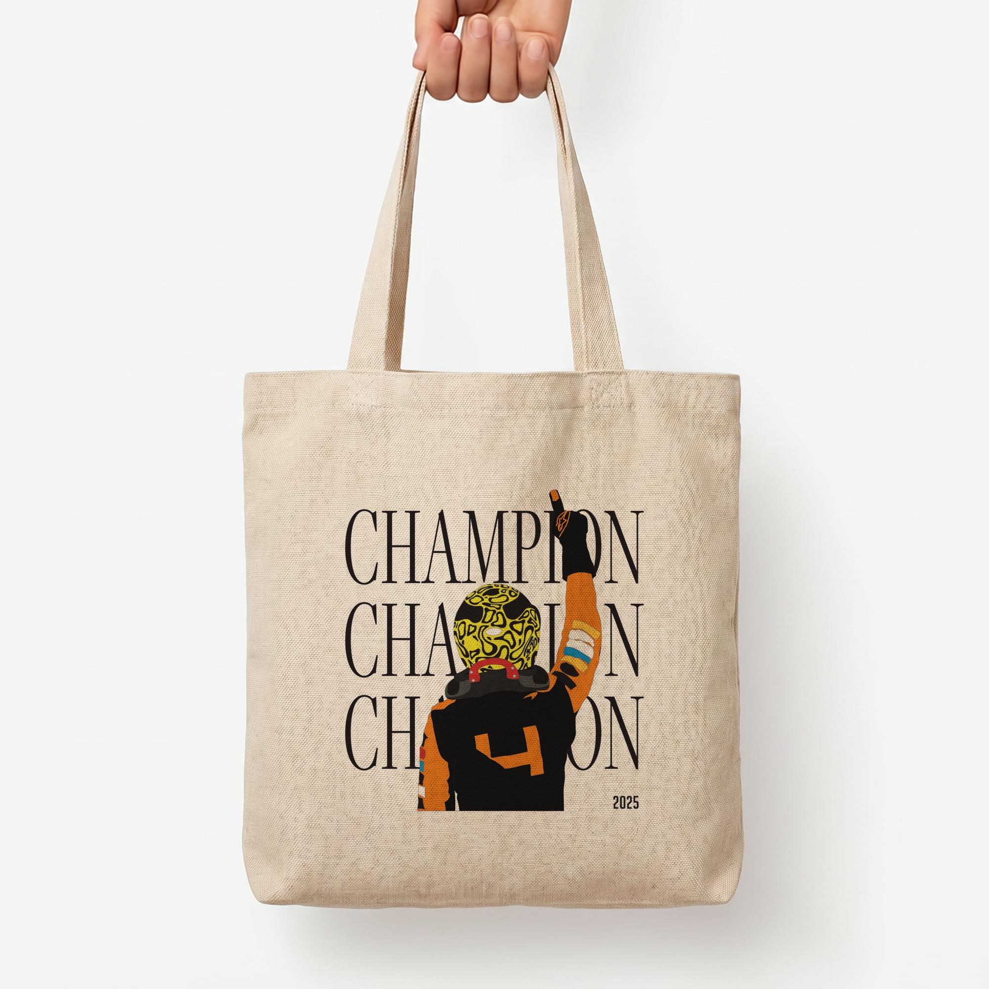 Lando Champion 2025 Tote Bag — Natural / Large