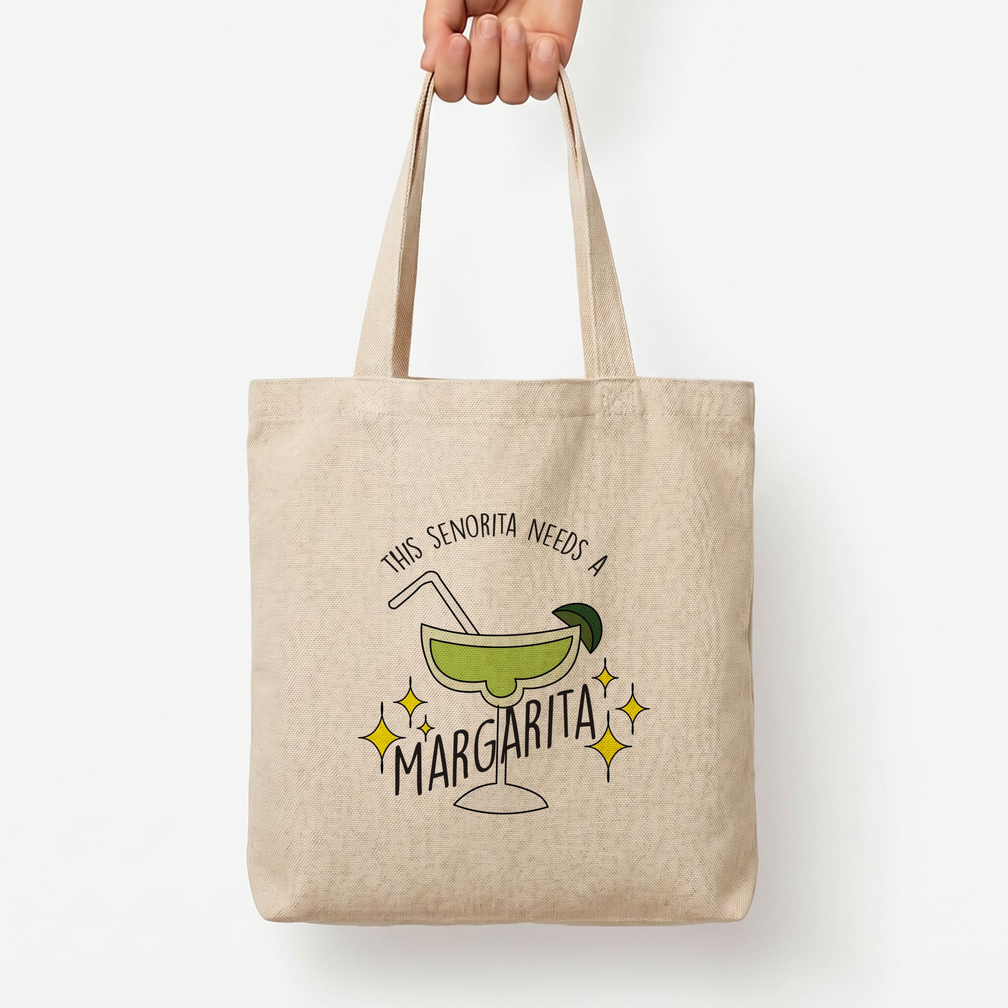 This Senorita Needs A Margarita - Funny Quotes Tote Bag — Natural / Large