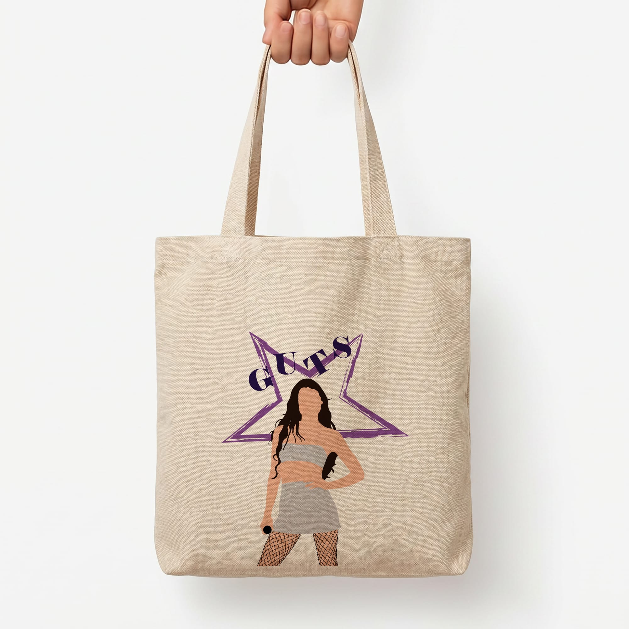 Dark Purple Olivia Tote Bag — Natural / Large