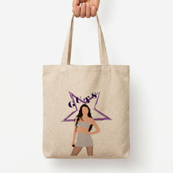 Dark Purple Olivia Tote Bag — Natural / Large