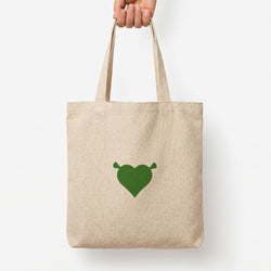 Green Ogre Heart Tote Bag — Natural / Large