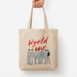 K-Pop Band Pastel Tour Tote Bag — Natural / Large