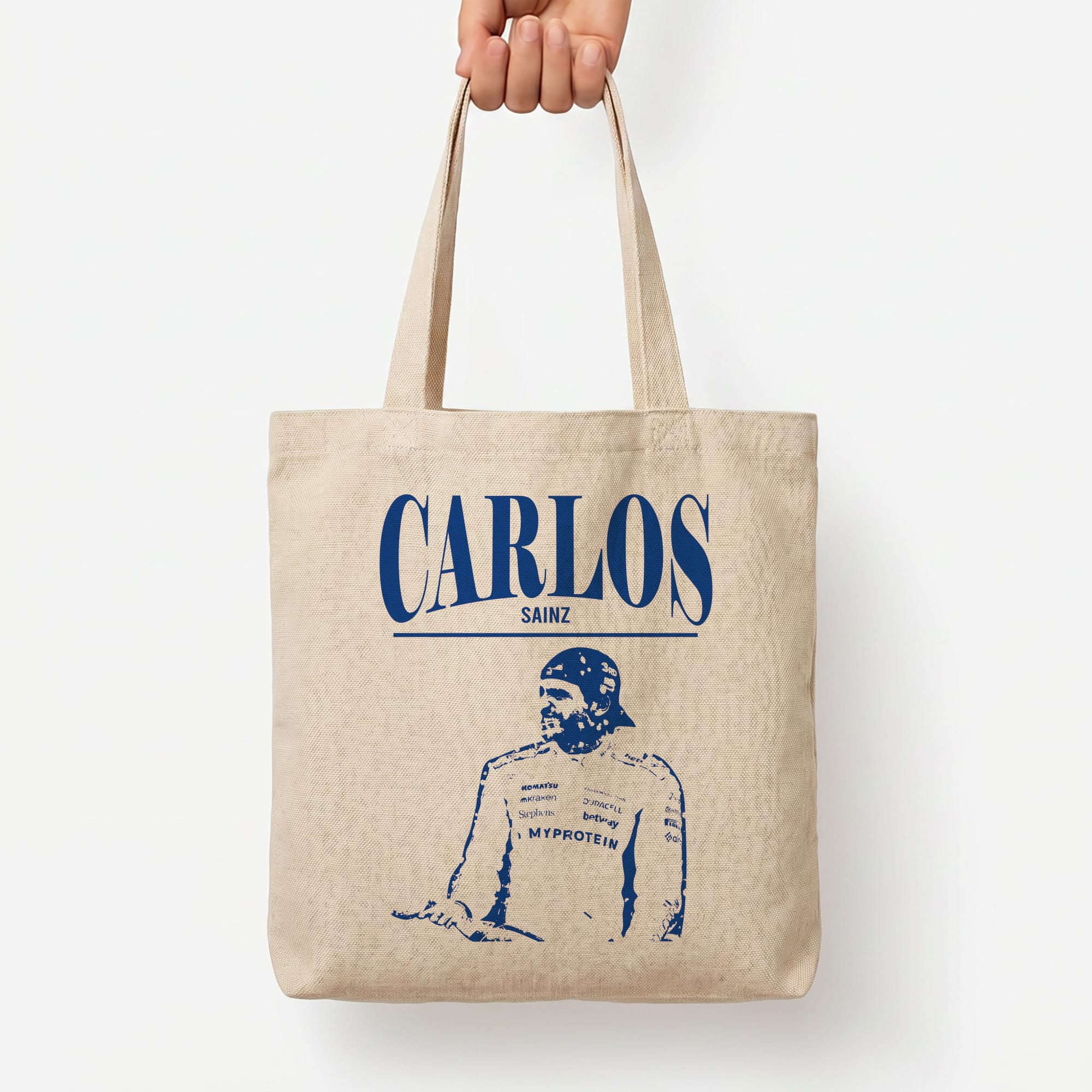 Carlos White And Blue Tote Bag — Natural / Large