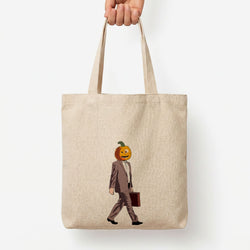Dwight Pumpkin Head Tote Bag — Natural / Large