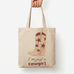 I'm Just A Cowgirl Tote Bag — Natural / Large