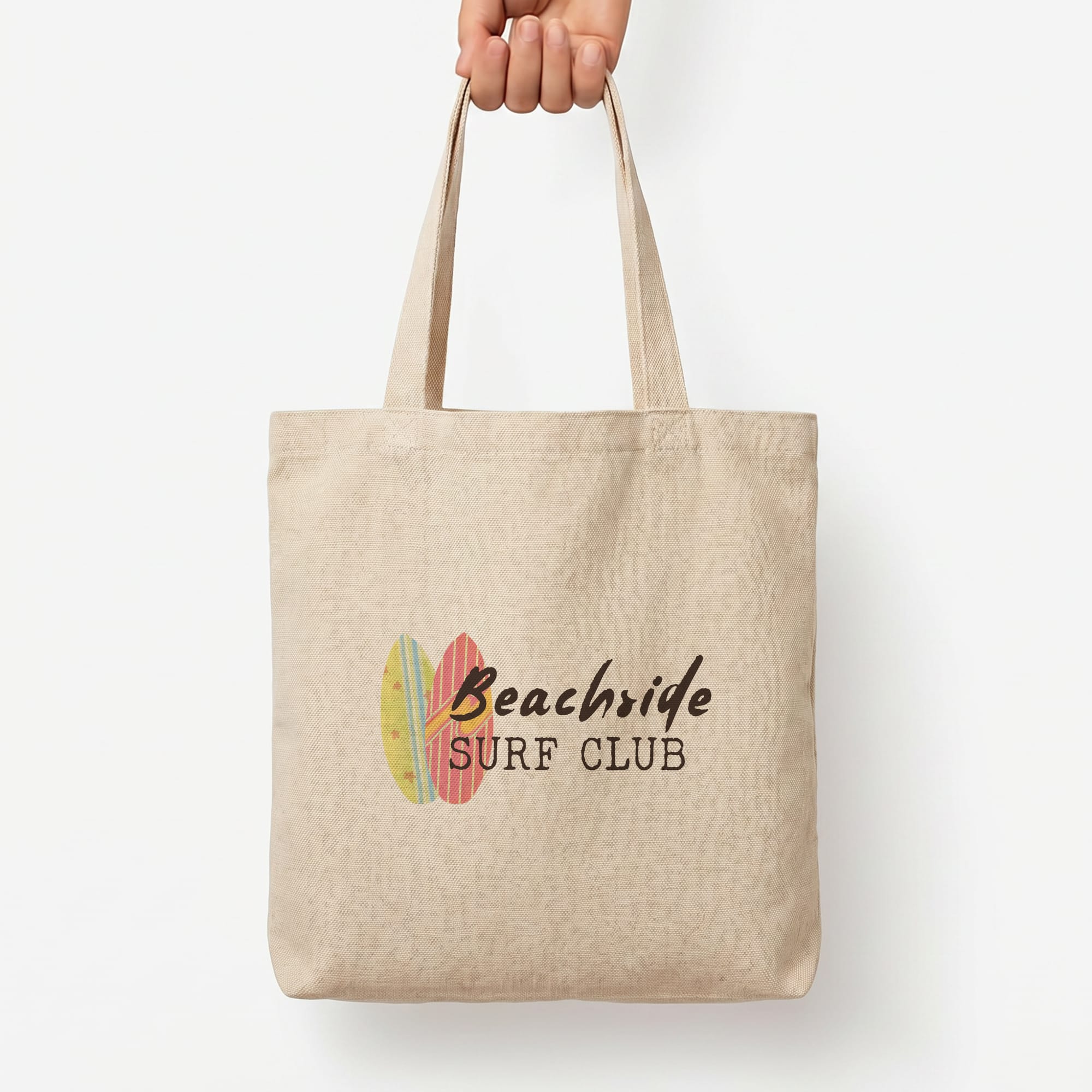 Beachside Surf Club Tote Bag — Natural / Large