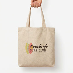 Beachside Surf Club Tote Bag — Natural / Large