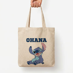 Blue Alien Ohana Tote Bag — Natural / Large