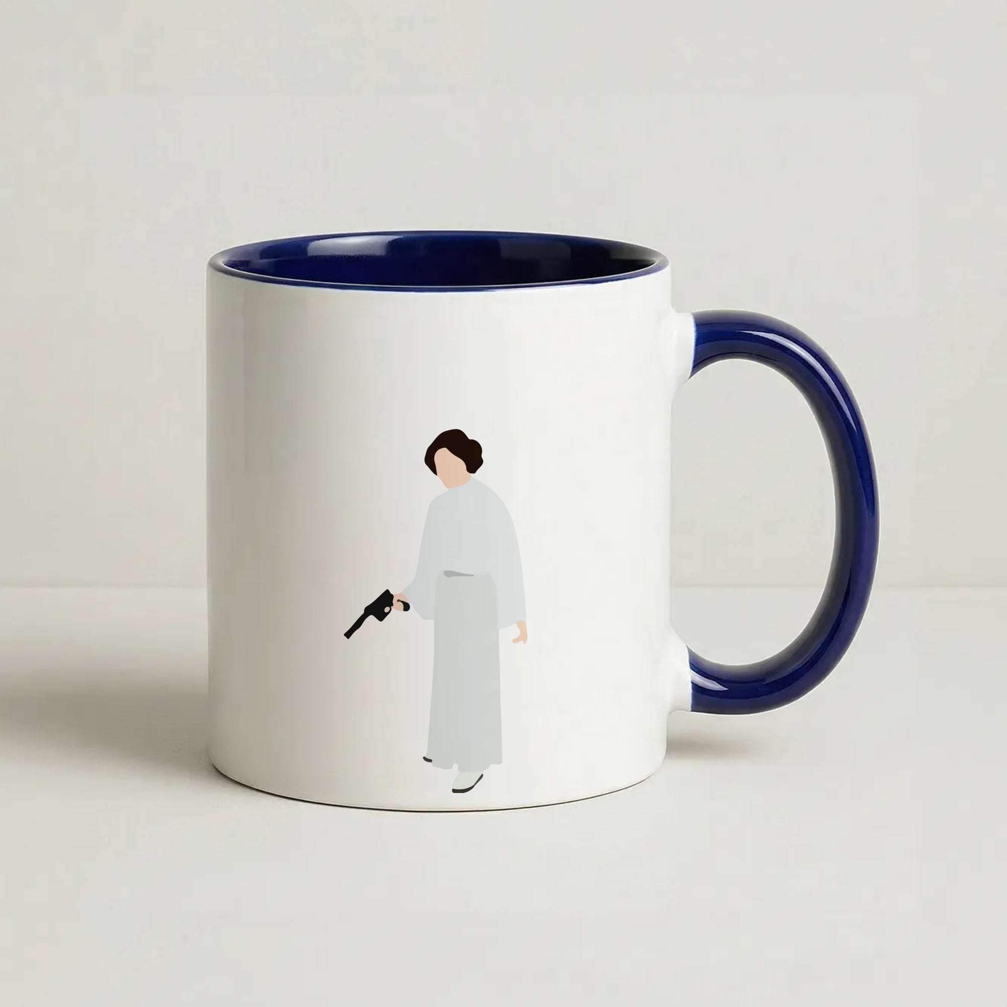 Leia Faceless With Gun Coffee Navy Blue Mug
