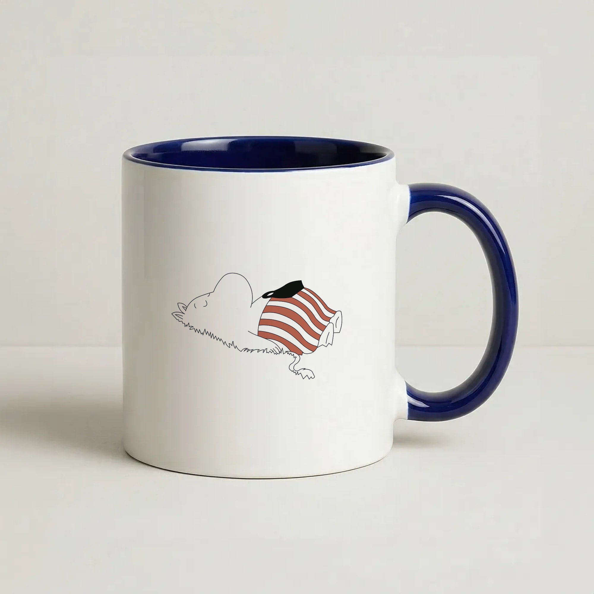 Moom On Grass Coffee Navy Blue Mug