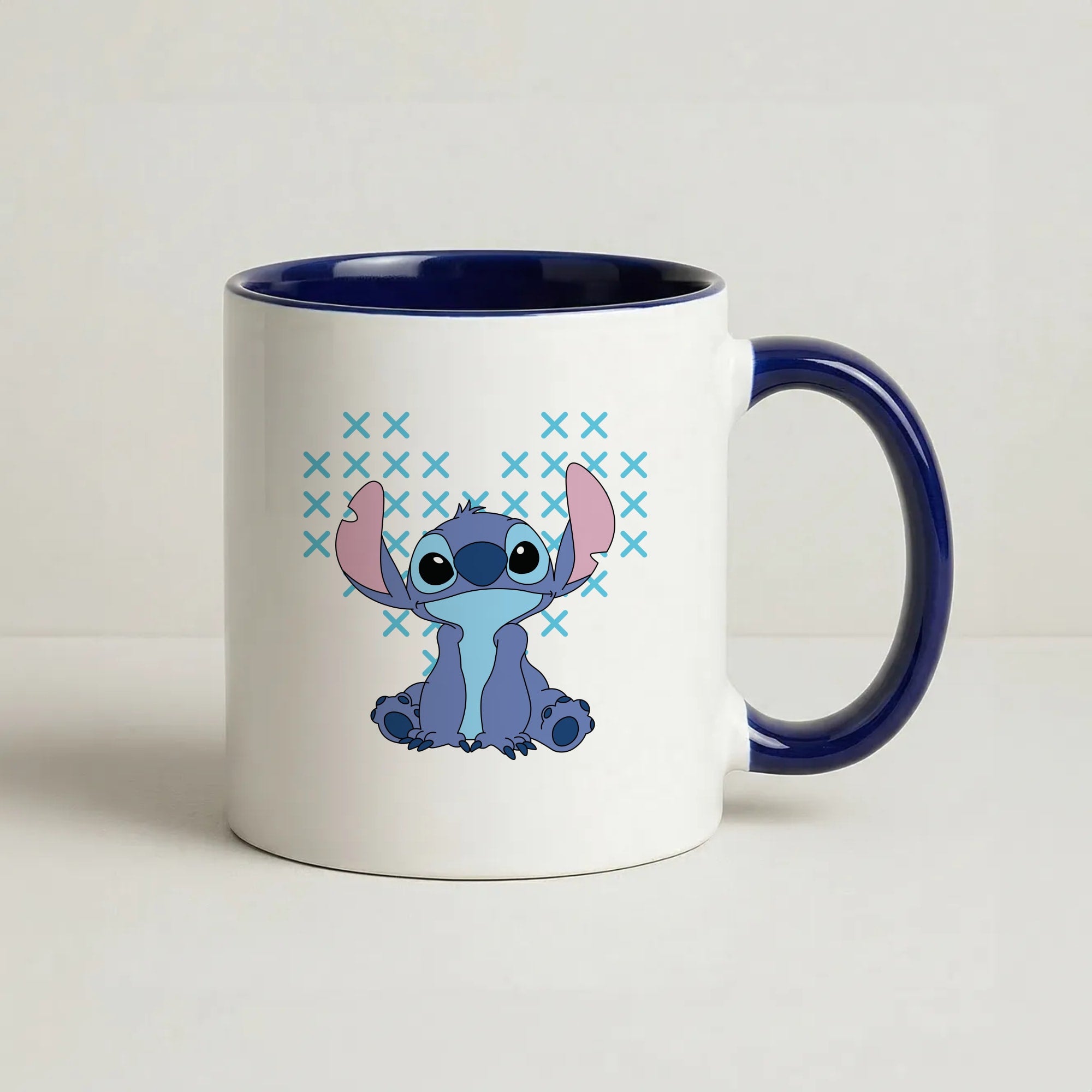 Blue Alien Hearts Coffee Navy Blue Mug