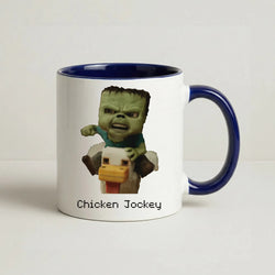 Chicken Jockey  Coffee Navy Blue Mug